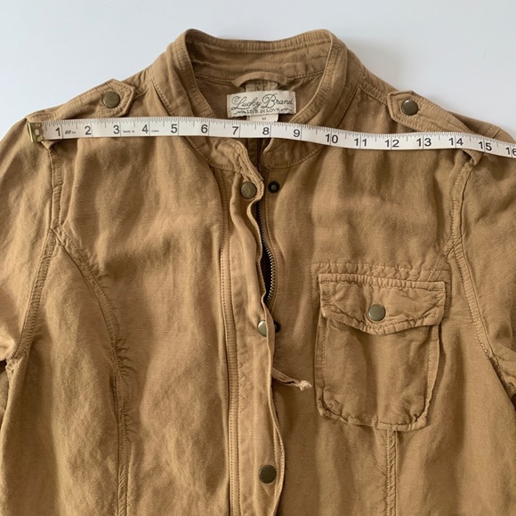 Lucky Brand Live In Love Lightweight Linen Blend Military Style Jacket Size M - Picture 6 of 12